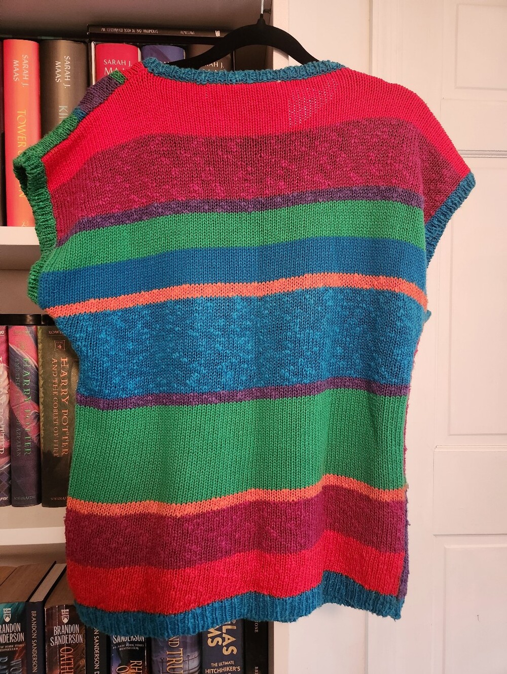 Vintage 80s Personal Colorblock Knit Sweater Sz M Bold Geometric Ramie Cotton - Picture 7 of 11